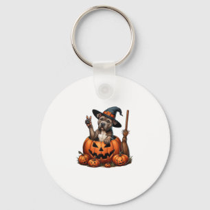 Funny Pitbull Witch Pumpkin Dog Halloween Mens Wom Key Ring