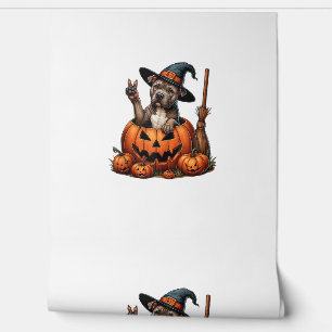 Funny Pitbull Witch Pumpkin Dog Halloween Mens Wom Wallpaper