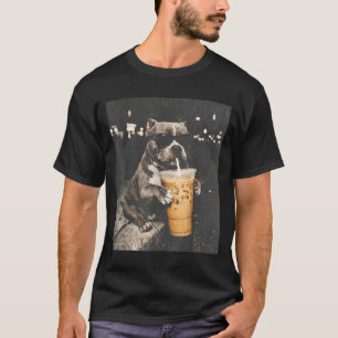 Funny Pitbull with Iced Coffee Funny Dog Lifestyle T-Shirt