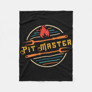 Funny Pitmaster Graphic Bbq Grill Fork Retro Pit M Fleece Blanket