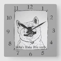 funny piture of akita smiling realist art dog