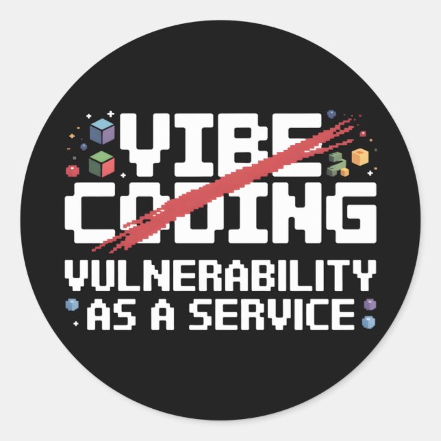 funny pixel-art Cybersecurity network Classic Round Sticker (Front)