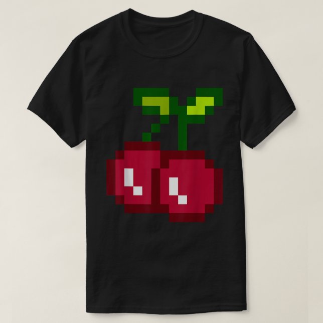 Funny Pixel Cherry 80s Gamer Tee (Design Front)