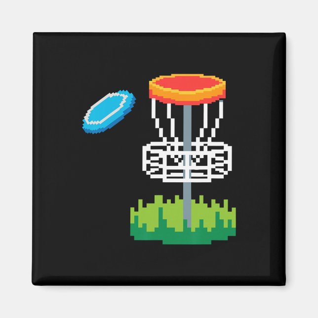 Funny Pixel Disc Golf Tee Player Sket Golfer Golfi Magnet (Front)