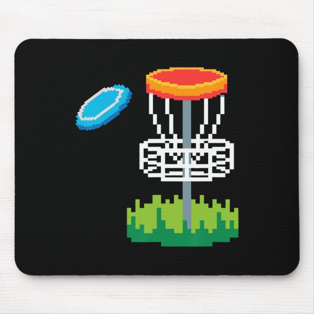 Funny Pixel Disc Golf Tee Player Sket Golfer Golfi Mouse Pad (Front)