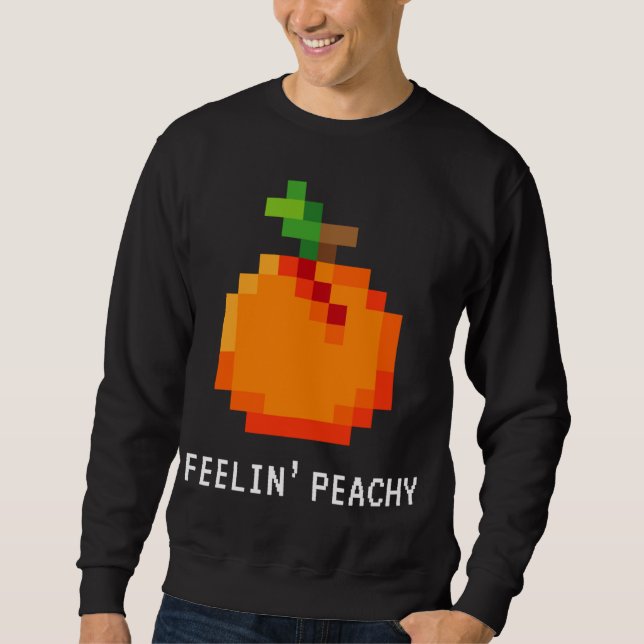 Funny Pixel Peach - Retro 8 - Bit Arcade Gamer Fee Sweatshirt (Front)