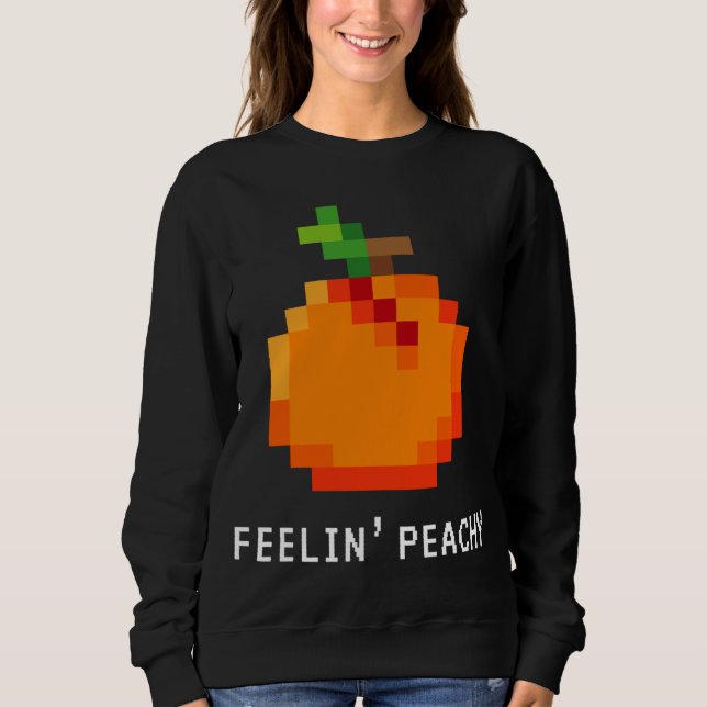 Funny Pixel Peach - Retro 8 - Bit Arcade Gamer Fee Sweatshirt (Front)