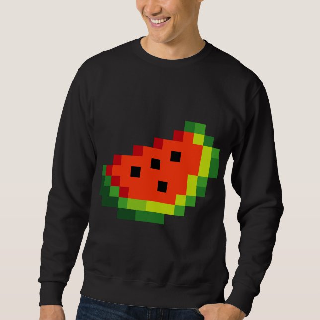 Funny Pixel Watermelon - Retro 8 - Bit Arcade Game Sweatshirt (Front)