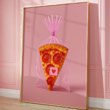 Funny Pizza Art Print, Kitchen Aesthetic Wall