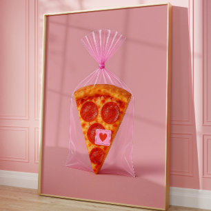 Funny Pizza Art Print, Kitchen Aesthetic Wall Poster