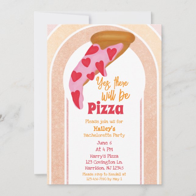 Funny Pizza Bachelorette Party Invitation (Front)