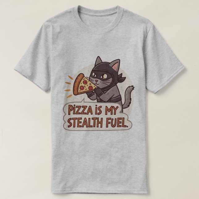 Funny Pizza Cat Ninja Warrior T-Shirt & Gifts (Design Front)