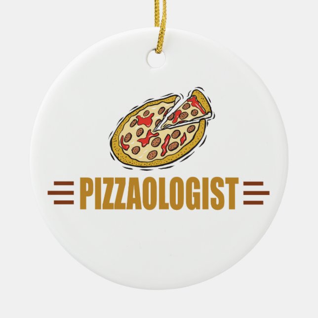 Funny Pizza Ceramic Tree Decoration (Front)