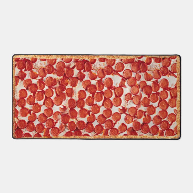 Funny Pizza Cheese Pepperoni Humour Humourous Fun Desk Mat (Front)
