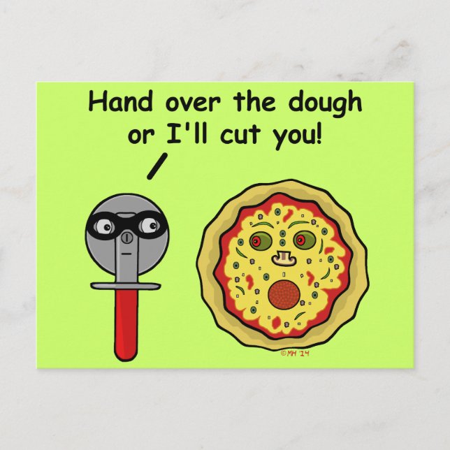 Funny Pizza Cutter Dough Pun Postcard (Front)