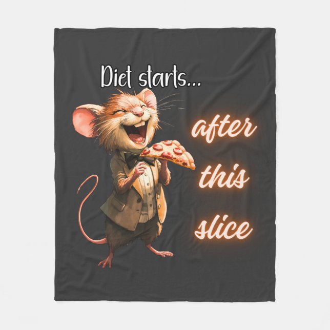 ✨Funny Pizza Diet Mouse Design Fleece Blanket (Front)