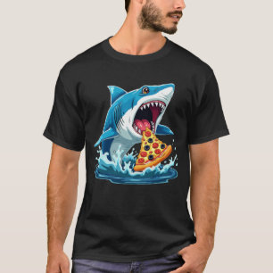 funny Pizza Eating Shark T-Shirt