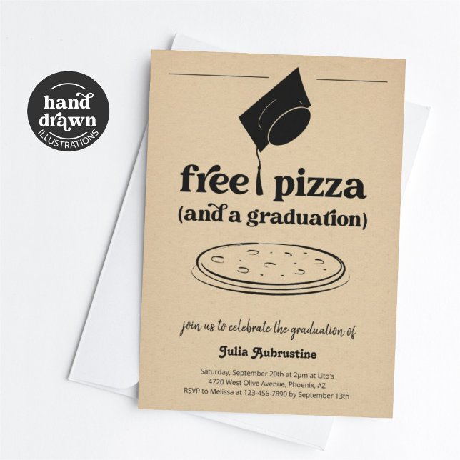 Funny Pizza Graduation Party Invitation (Creator Uploaded)