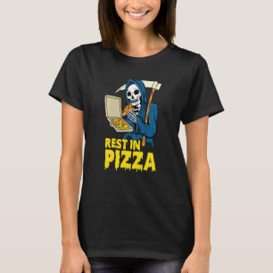 Funny Pizza Grim Reaper Rest In Pizza Halloween T-Shirt