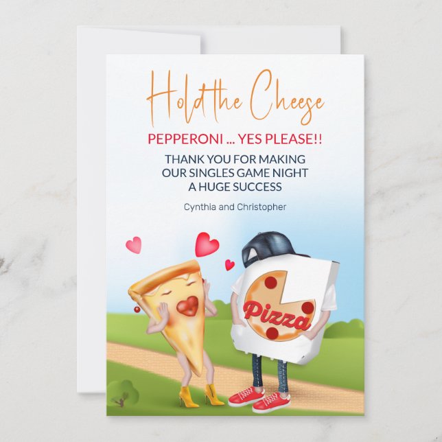 Funny Pizza Love Thank You Card (Front)