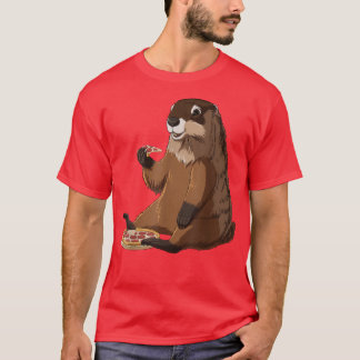 Funny Pizza Lover Groundhog T-Shirt