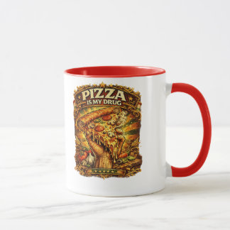 Funny Pizza Lover Mug – Pizza Is My Drug Retro Piz