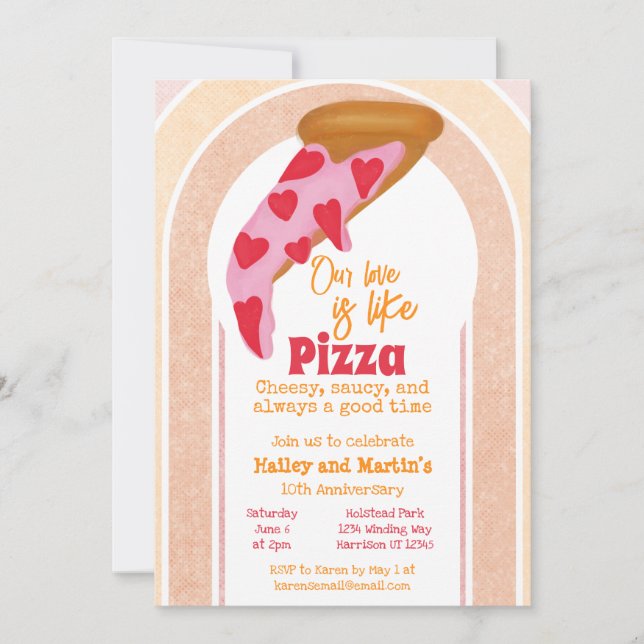 Funny Pizza Milestone Anniversary Invitation (Front)