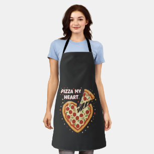 Funny Pizza My Heart Pun Cute Valentine's Foodie Apron