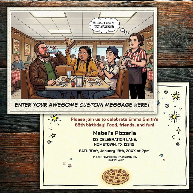 Funny Pizza Parlour Group Celebration Invitation (Creator Uploaded)