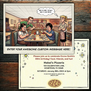 Funny Pizza Parlour Group Celebration Invitation