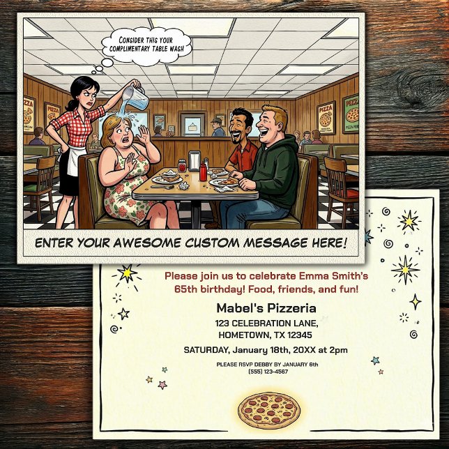 Funny Pizza Parlour Group Celebration Invitation (Creator Uploaded)