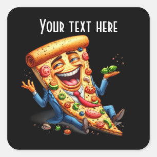 Funny pizza party add message square sticker