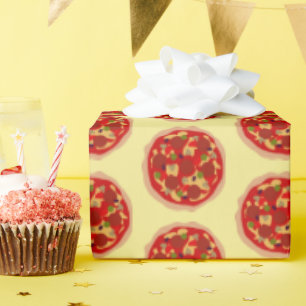 Funny pizza pattern Birthday party wrapping paper
