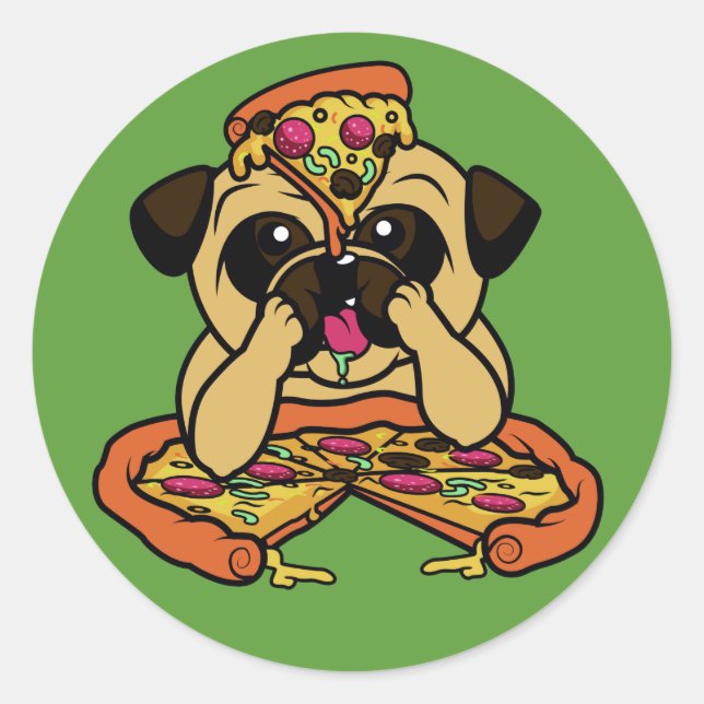 Funny Pizza Pug stickers (Front)