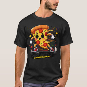 Funny Pizza Side Shuffle Workout Cartoon Mascot T-Shirt