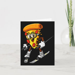 Funny pizza ski cheesy pie foodie skiing instructo card