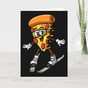 Funny Pizza Ski Cheesy Pie Foodie Skiing Instructo Card