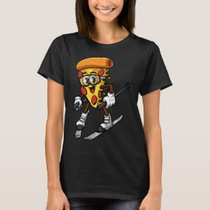 Funny Pizza Ski Cheesy Pie Foodie Skiing Instructo T-Shirt