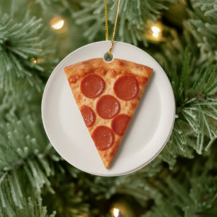 Funny Pizza Slice – Personalised Christmas Gift Ceramic Ornament