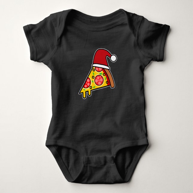 FUNNY PIZZA SLICE SANTA BABY BODYSUIT (Front)