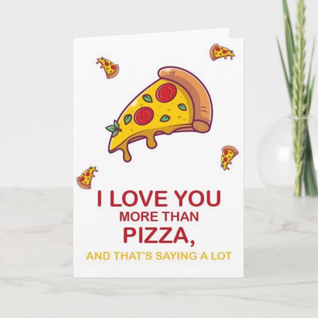 Funny Pizza Valentines Day Thank You Card (Front)