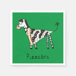 Funny Pizza Zebra Cute Cartoon Kids Napkin