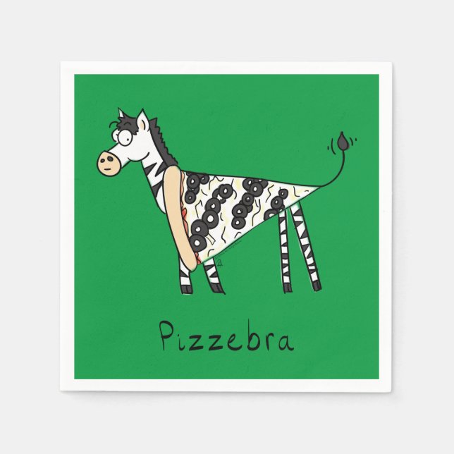 Funny Pizza Zebra Cute Cartoon Kids Napkin (Front)