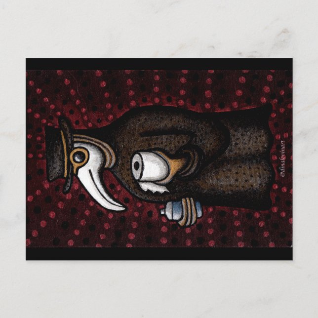 Funny Plague Doctor with Toilet Paper Postcard (Front)