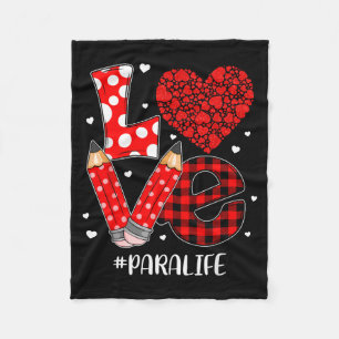 Funny Plaid Heart Love Para Life Valentine Day Chr Fleece Blanket