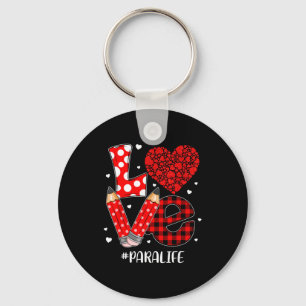 Funny Plaid Heart Love Para Life Valentine Day Chr Key Ring