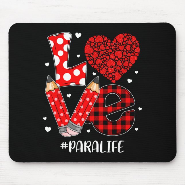 Funny Plaid Heart Love Para Life Valentine Day Chr Mouse Pad (Front)