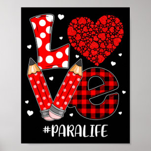 Funny Plaid Heart Love Para Life Valentine Day Chr Poster