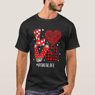 Funny Plaid Heart LOVE Para Life Valentine Day Chr T-Shirt