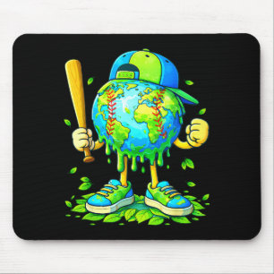 Funny planet baseball environment drip earth day mouse pad